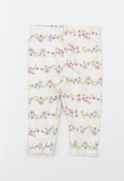 George Girls Beige Floral  Capri Leggings Size 3-6 Months
