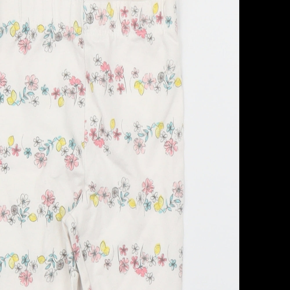George Girls Beige Floral  Capri Leggings Size 3-6 Months