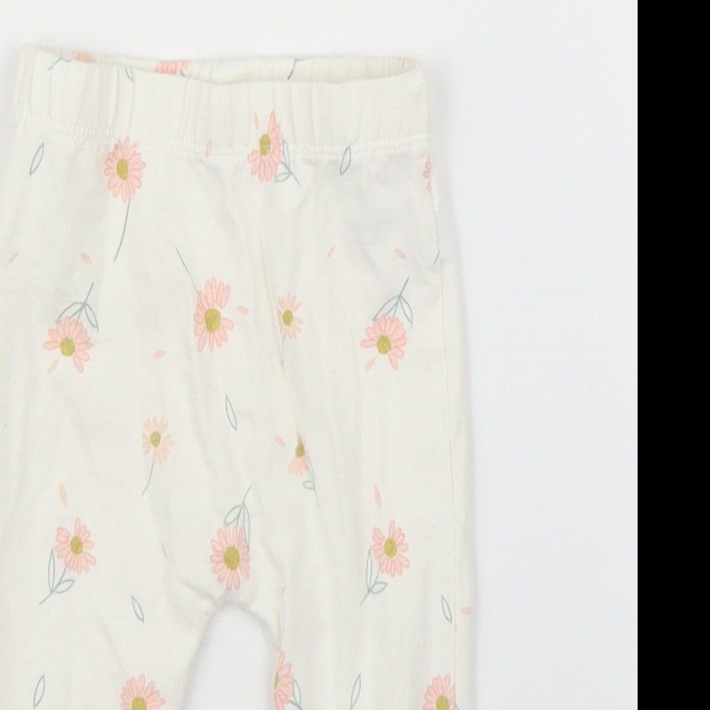 George Girls Beige Floral  Capri Leggings Size 3-6 Months