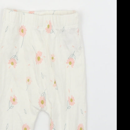 George Girls Beige Floral  Capri Leggings Size 3-6 Months