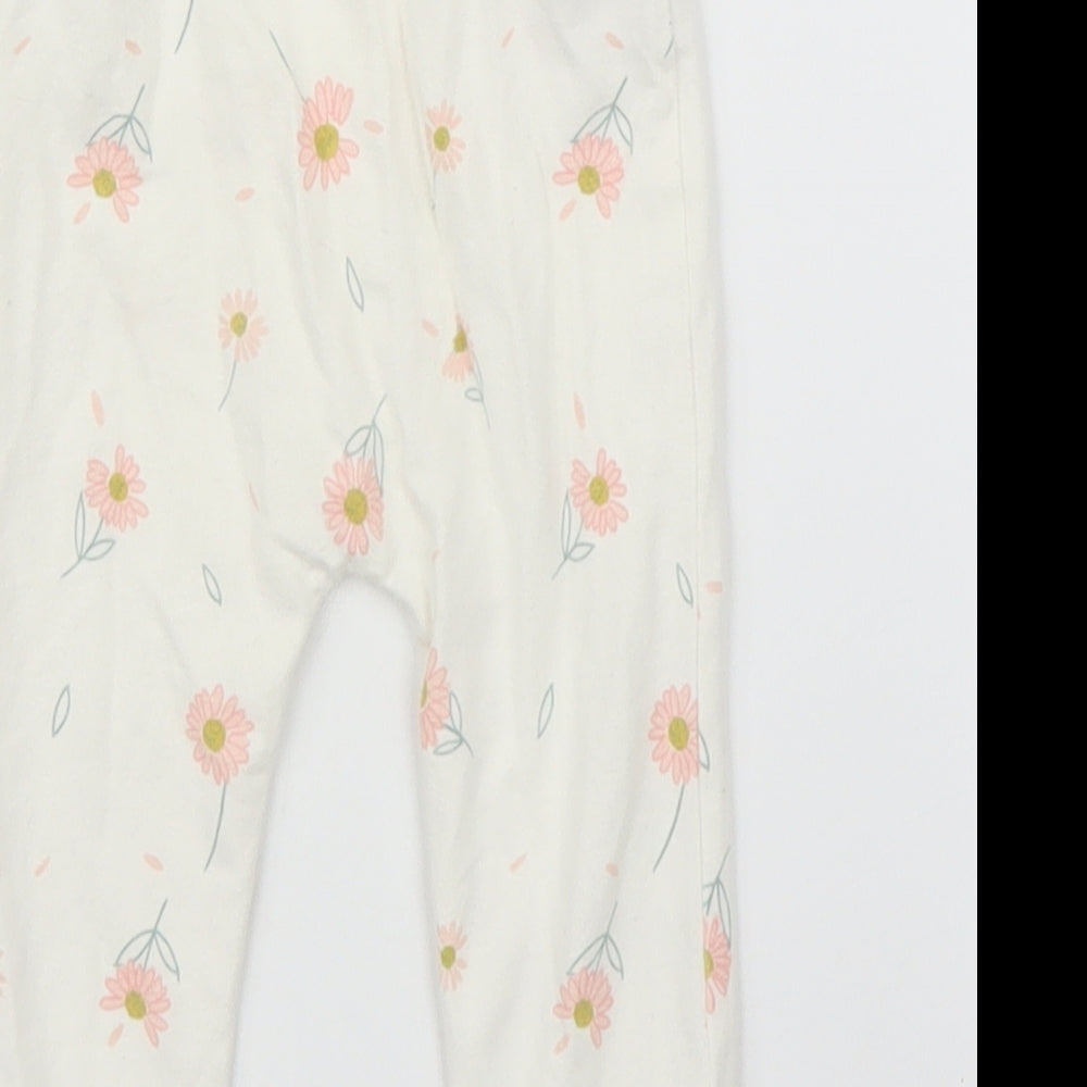 George Girls Beige Floral  Capri Leggings Size 3-6 Months