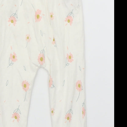 George Girls Beige Floral  Capri Leggings Size 3-6 Months