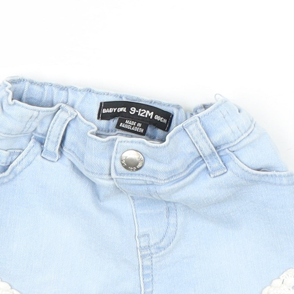 Primark Girls Blue  Denim Capri Trousers Size 9 Months  - Shorts