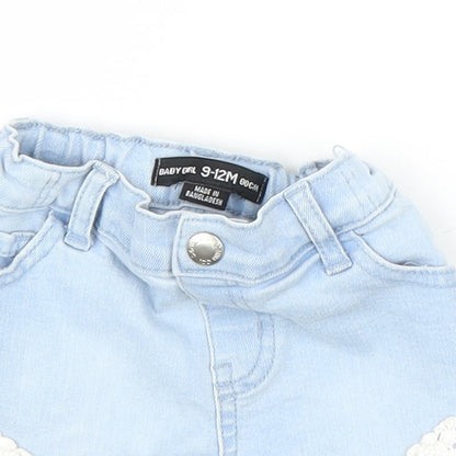 Primark Girls Blue  Denim Capri Trousers Size 9 Months  - Shorts