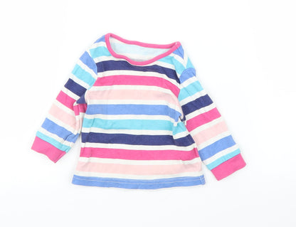 George Girls Pink Striped  Basic T-Shirt Size 0-3 Months