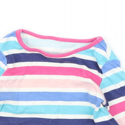 George Girls Pink Striped  Basic T-Shirt Size 0-3 Months