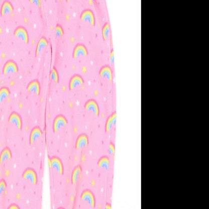 Preworn Girls Pink Solid Fleece Capri Pyjama Pants Size 7-8 Years  - Rainbows