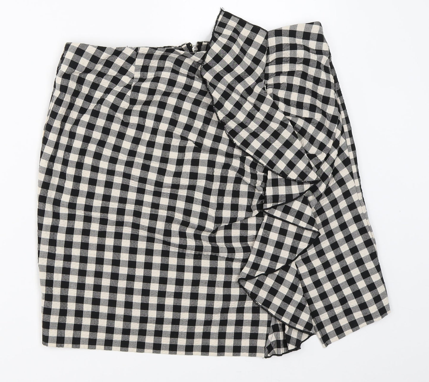 H&M Womens Black Check  Mini Skirt Size 42