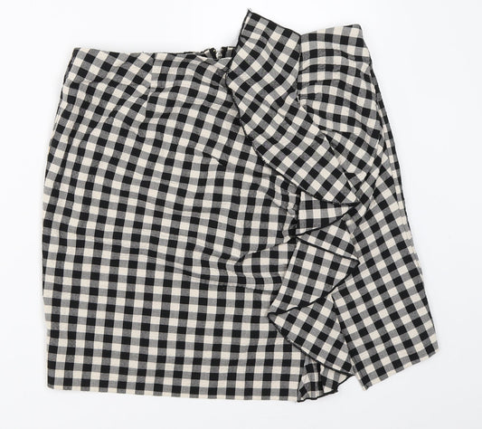 H&M Womens Black Check  Mini Skirt Size 42