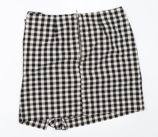 H&M Womens Black Check  Mini Skirt Size 42