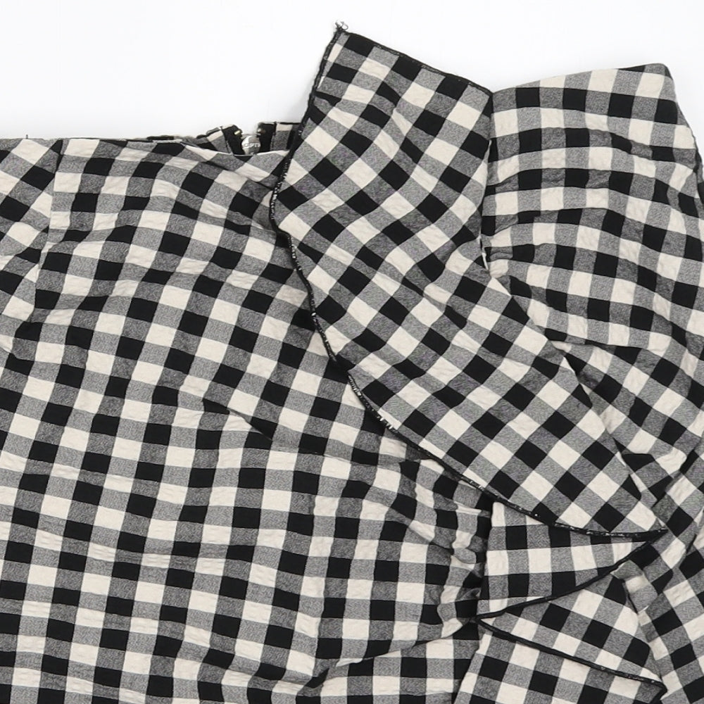 H&M Womens Black Check  Mini Skirt Size 42