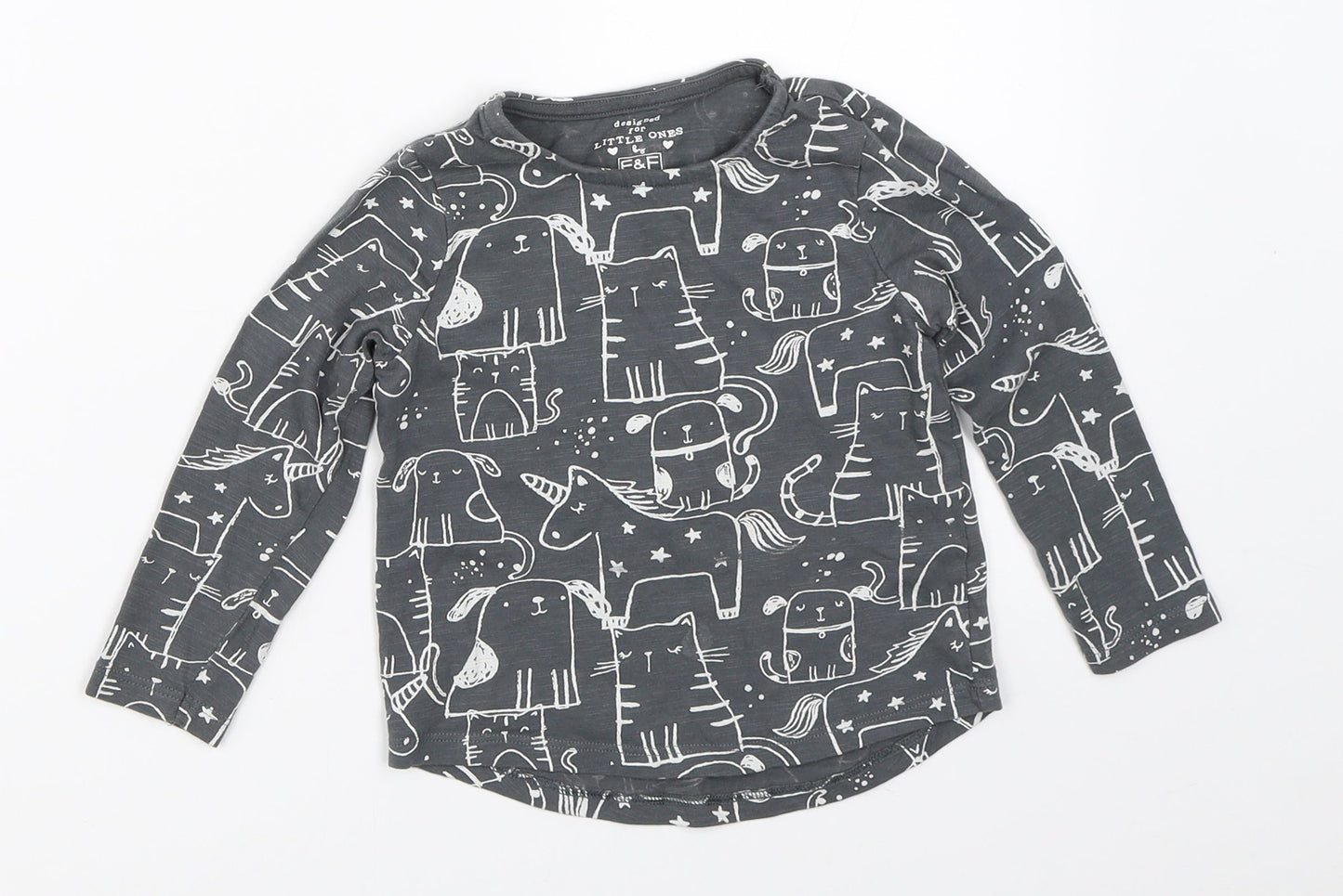 F&F Girls Grey   Basic T-Shirt Size 12-18 Months