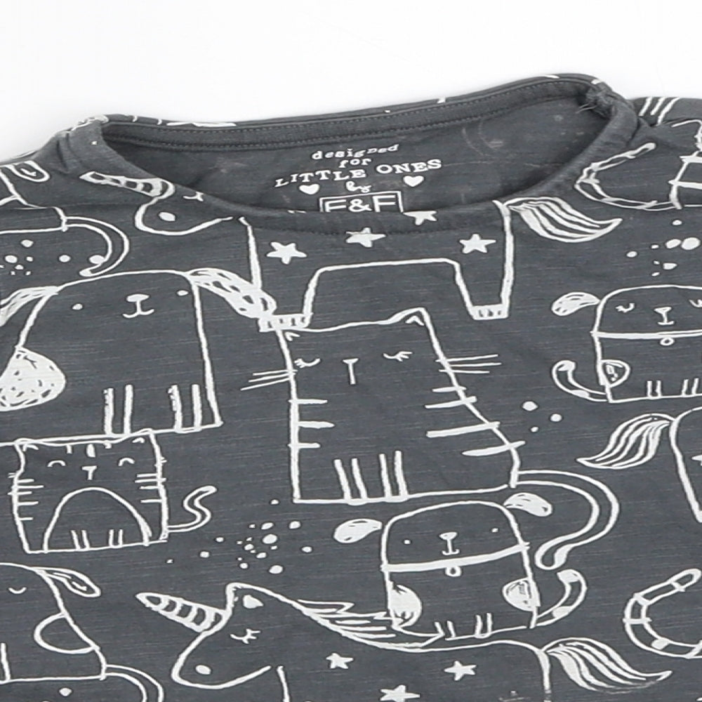 F&F Girls Grey   Basic T-Shirt Size 12-18 Months