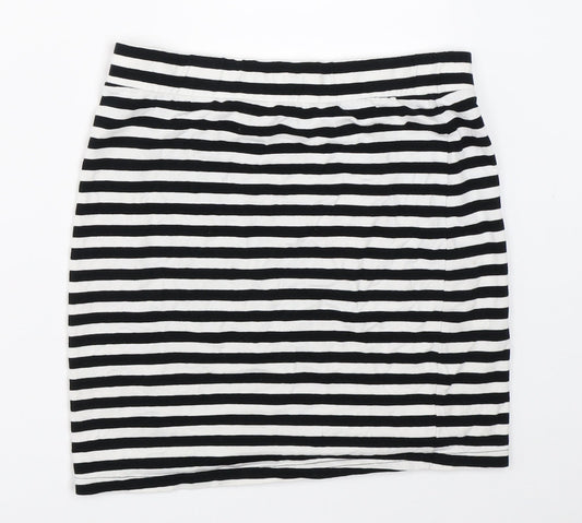 H&M Womens Black Striped  Mini Skirt Size S
