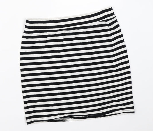 H&M Womens Black Striped  Mini Skirt Size S