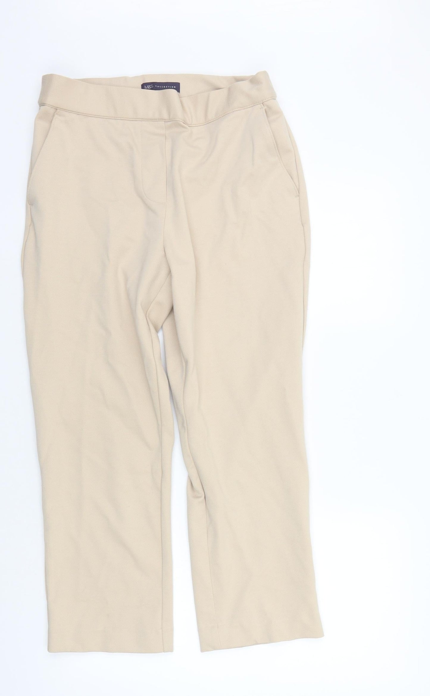 Womens UK Size 12 Marks and Spencer Regular Fit  Beige Trousers