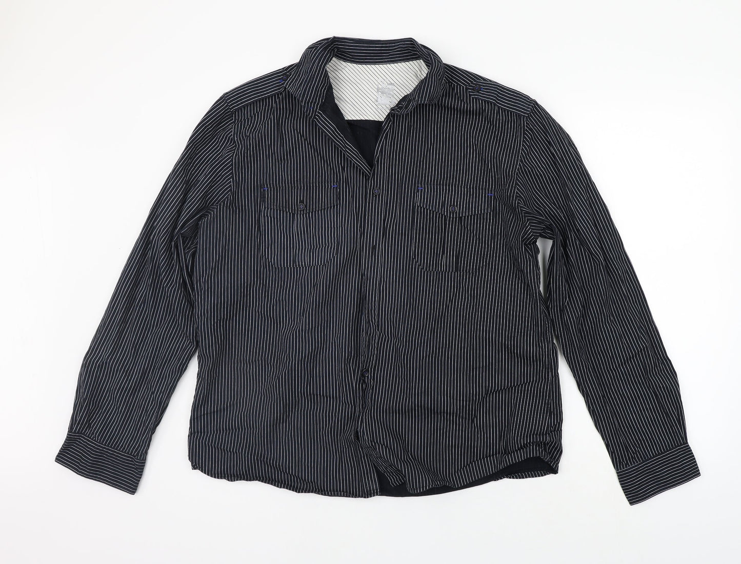 Mens UK Size XL NEXT Black  Button-Up Long Sleeve Casual Shirt