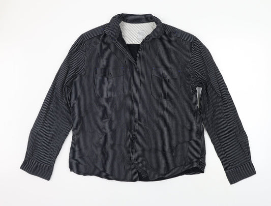 Mens UK Size XL NEXT Black  Button-Up Long Sleeve Casual Shirt