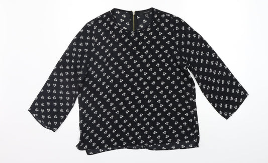 Womens UK Size 10 Atmosphere Black Basic Blouse