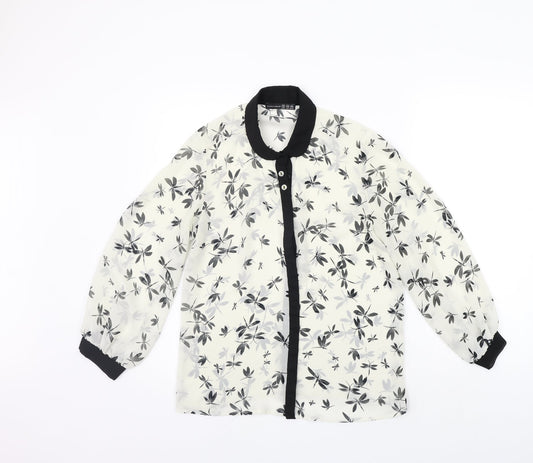 Atmopshere Womens White Floral  Basic Button-Up Size 10
