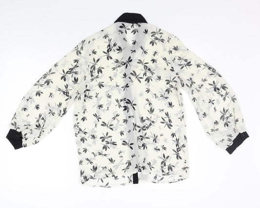 Atmopshere Womens White Floral  Basic Button-Up Size 10