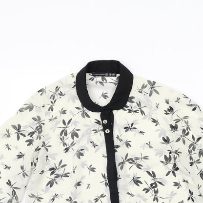 Atmopshere Womens White Floral  Basic Button-Up Size 10