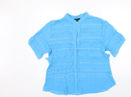 Womens UK Size 18 antonino philosophy Blue Basic Button-Up