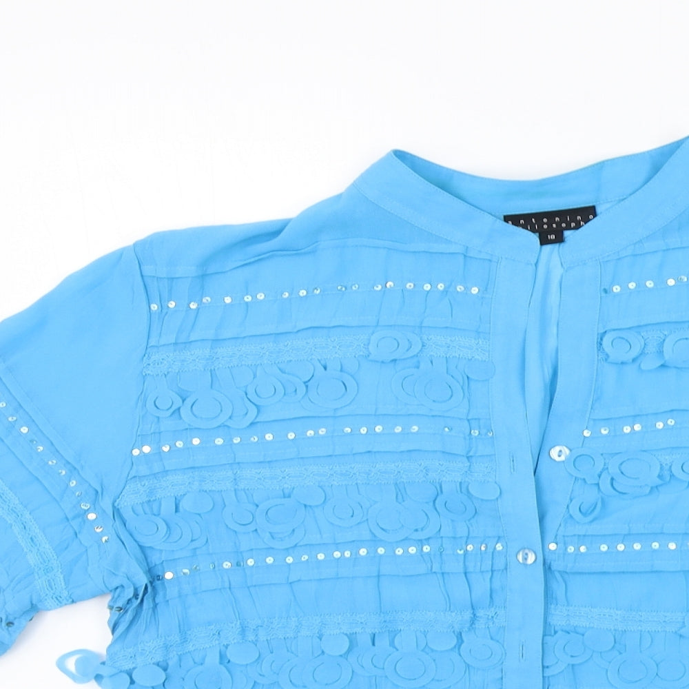 Womens UK Size 18 antonino philosophy Blue Basic Button-Up