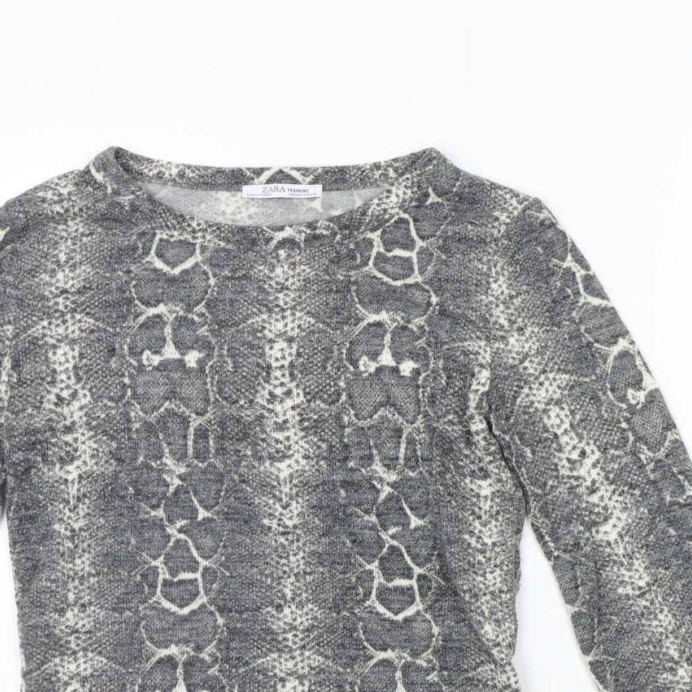 Womens UK Size S Zara Grey Basic Polo