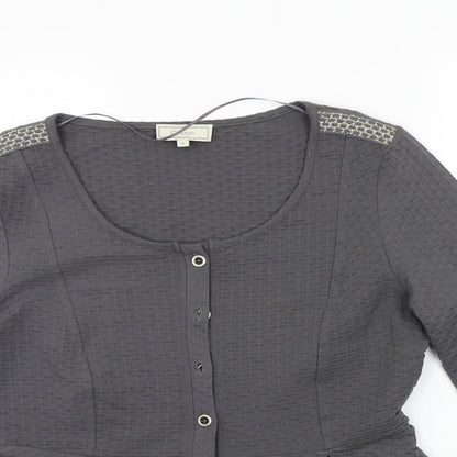 Womens UK Size M Cream Grey Basic T-Shirt