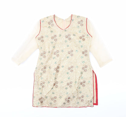 Womens UK Size S Preworn Beige Basic Blouse