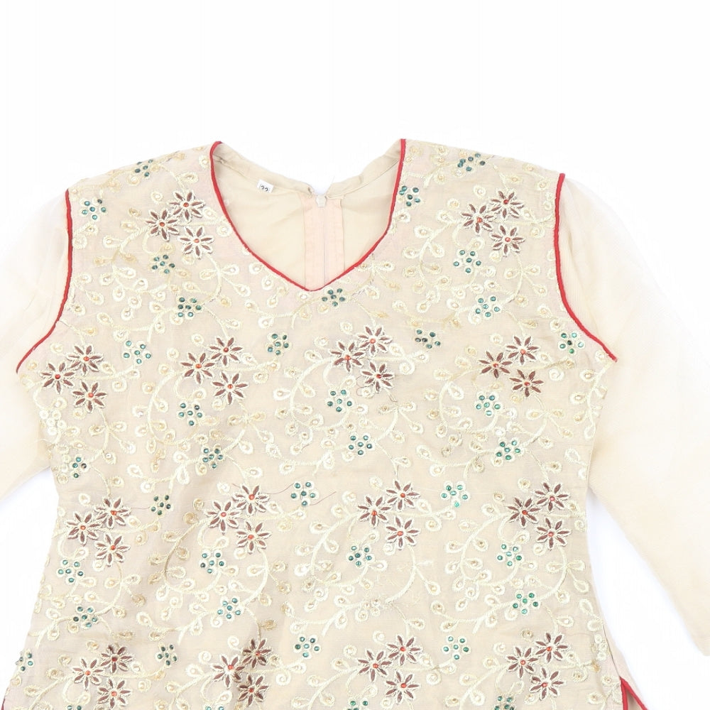 Womens UK Size S Preworn Beige Basic Blouse