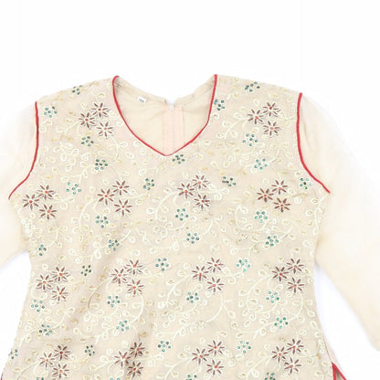 Womens UK Size S Preworn Beige Basic Blouse
