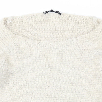 Womens UK Size 10 Blonde + Blonde Beige Pullover Jumper