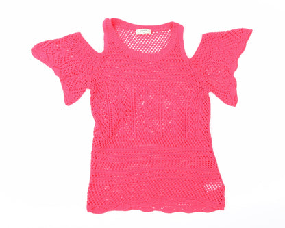 Womens UK Size 10 Papaya Pink Pullover Jumper