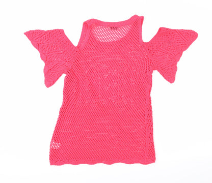 Womens UK Size 10 Papaya Pink Pullover Jumper
