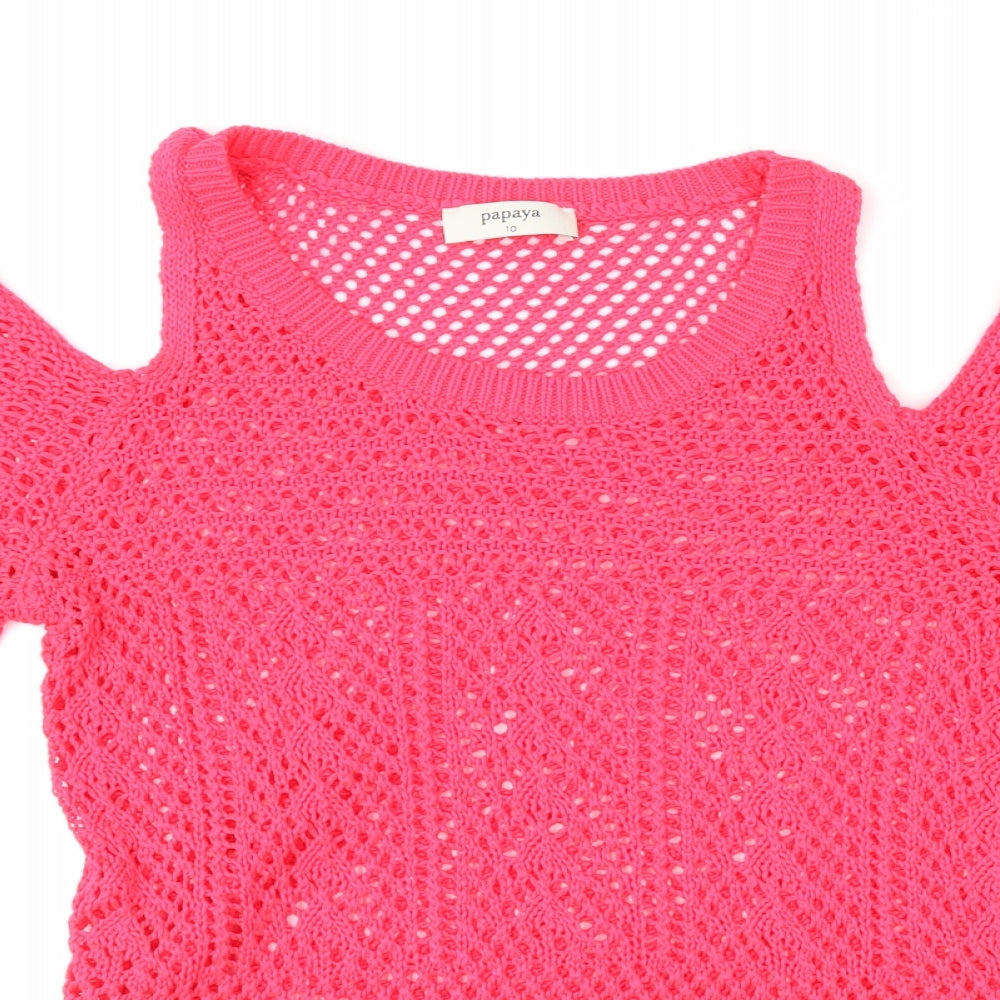 Womens UK Size 10 Papaya Pink Pullover Jumper