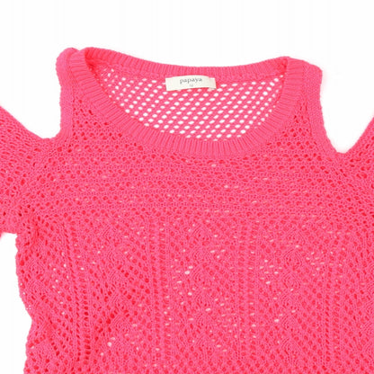 Womens UK Size 10 Papaya Pink Pullover Jumper