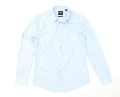 Mens UK Size 14.5 Burton Blue  Button-Up Long Sleeve Casual Shirt