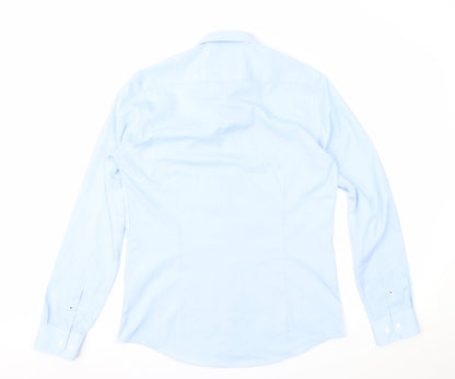 Mens UK Size 14.5 Burton Blue  Button-Up Long Sleeve Casual Shirt