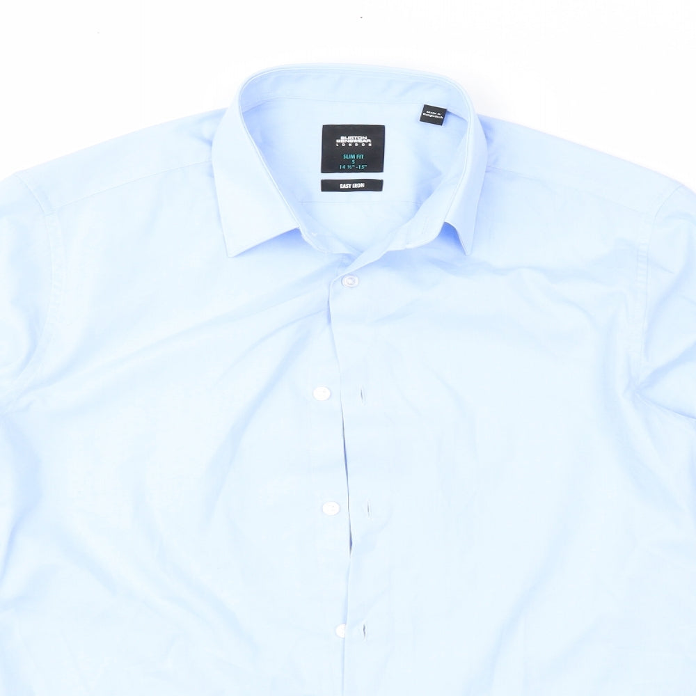 Mens UK Size 14.5 Burton Blue  Button-Up Long Sleeve Casual Shirt