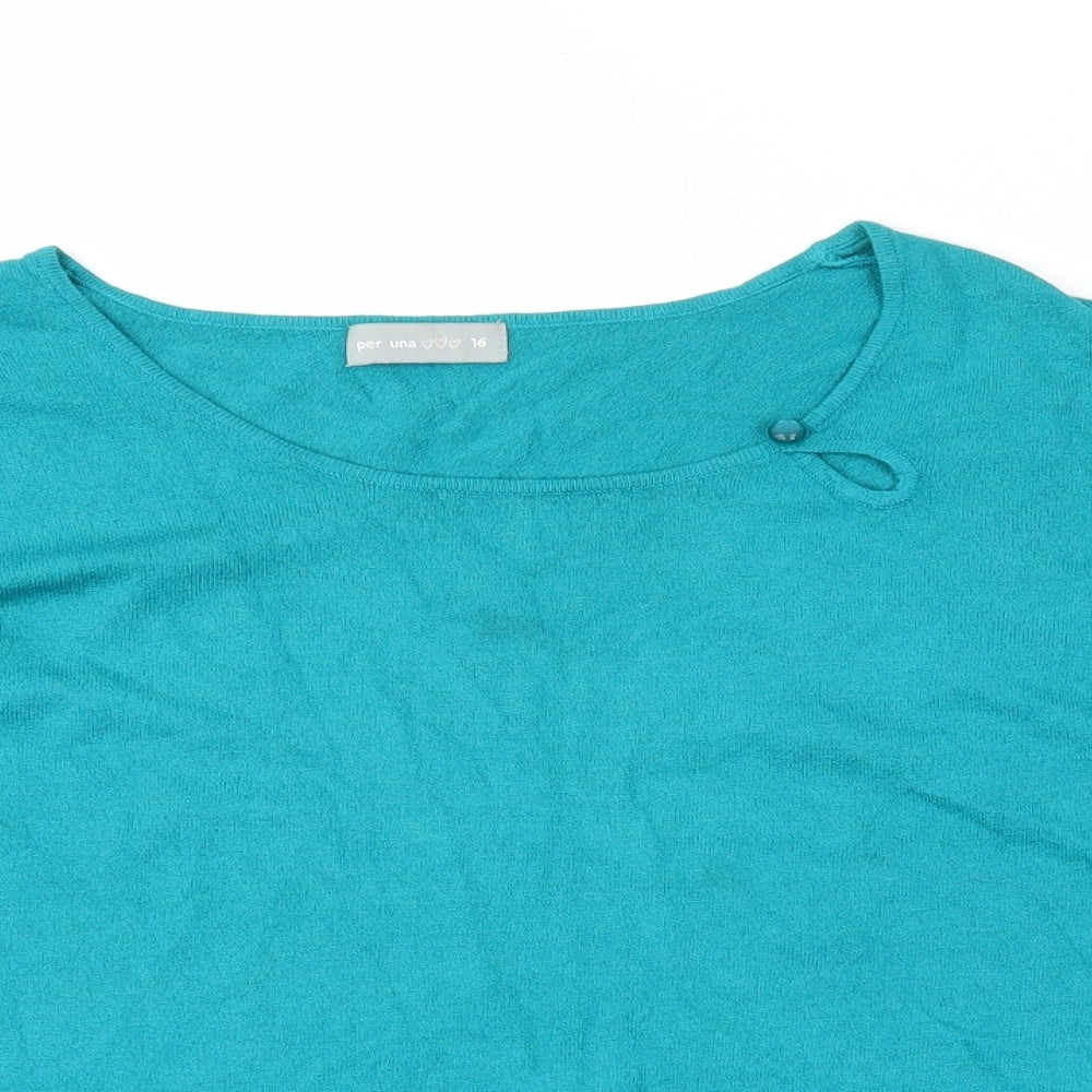 Womens UK Size 16 Per Una Green Pullover Jumper