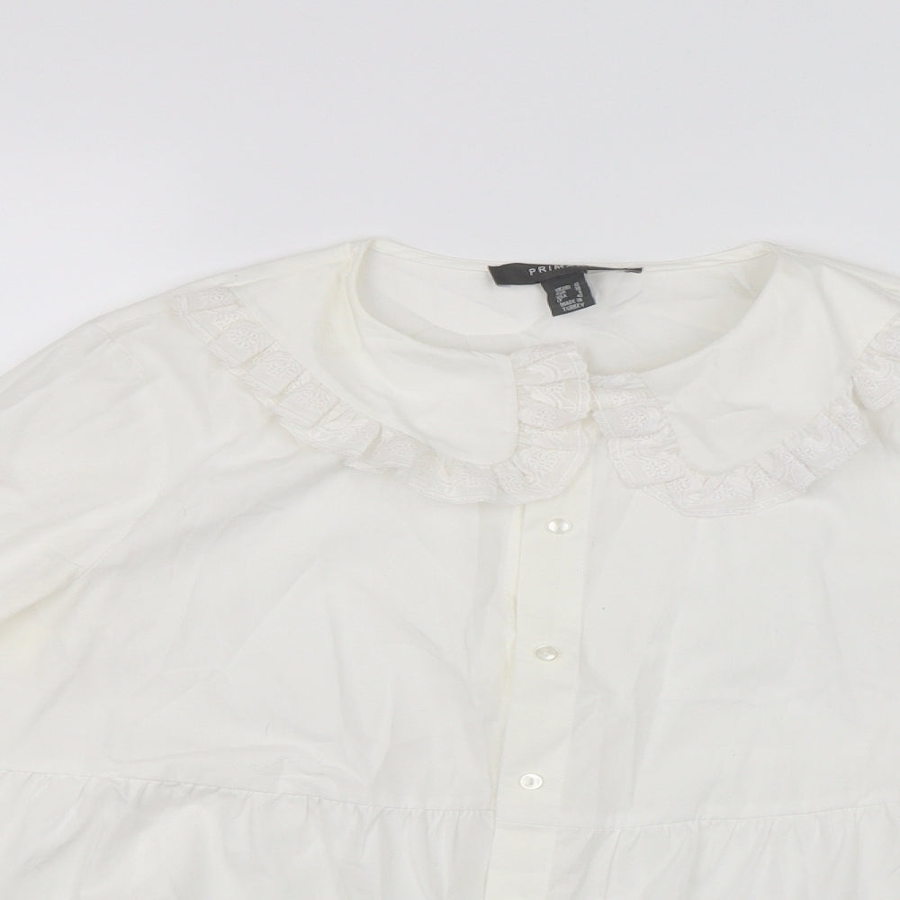 Primark Womens White   Basic Button-Up Size 10