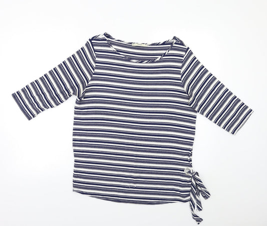 George Womens White Striped  Basic Blouse Size 14