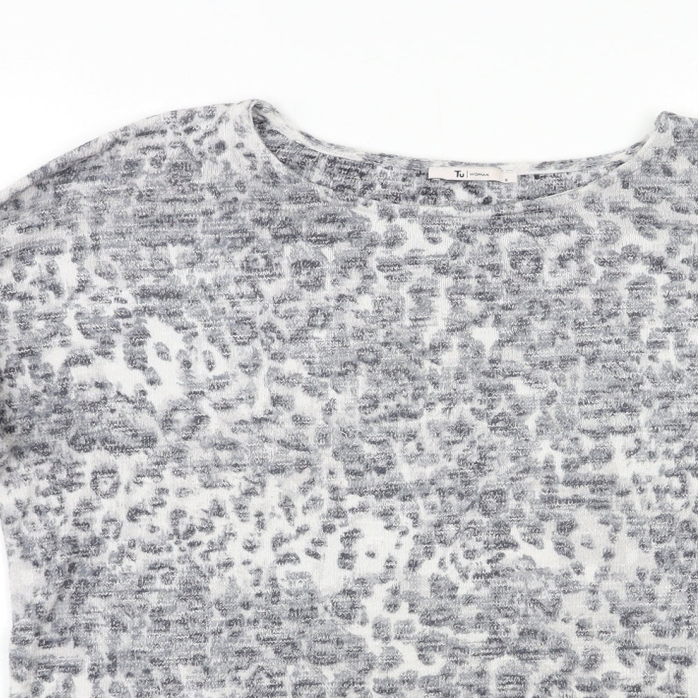 TU Womens Grey Animal Print  Pullover Jumper Size 8