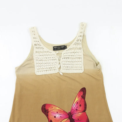 Pussycat London Womens Brown Floral  Tank Dress  Size S