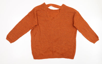 TU Womens Orange  Knit Pullover Jumper Size 12