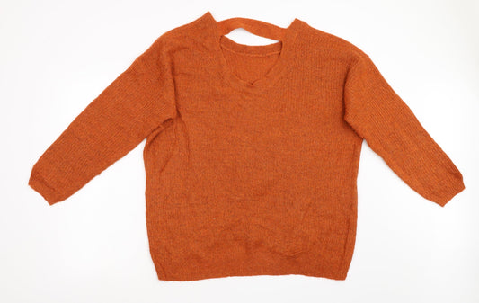 TU Womens Orange  Knit Pullover Jumper Size 12