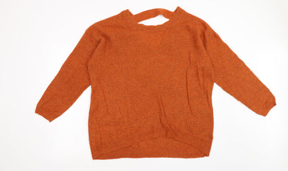 TU Womens Orange  Knit Pullover Jumper Size 12