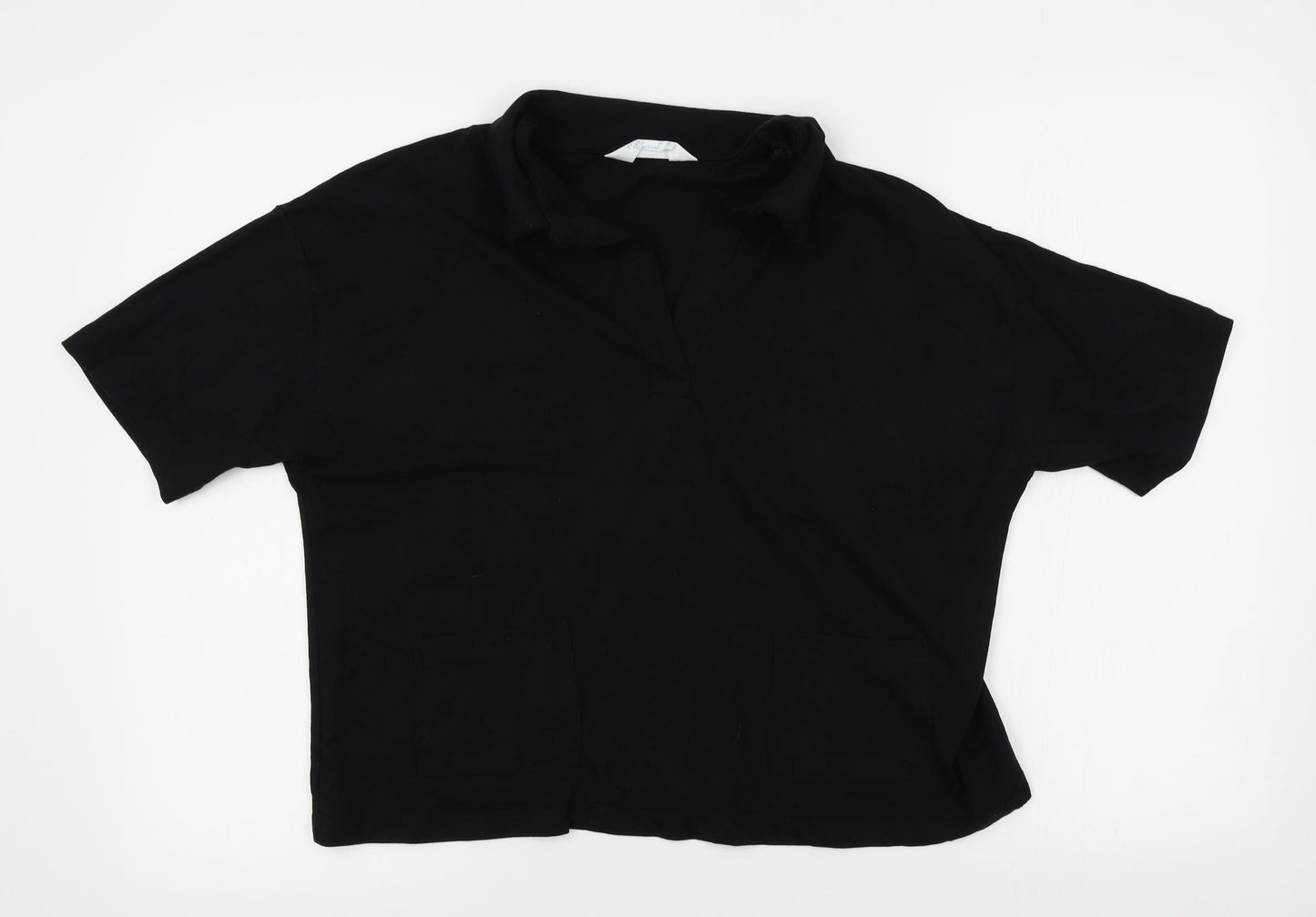 Primark Womens Black   Basic Polo Size S  - cropped